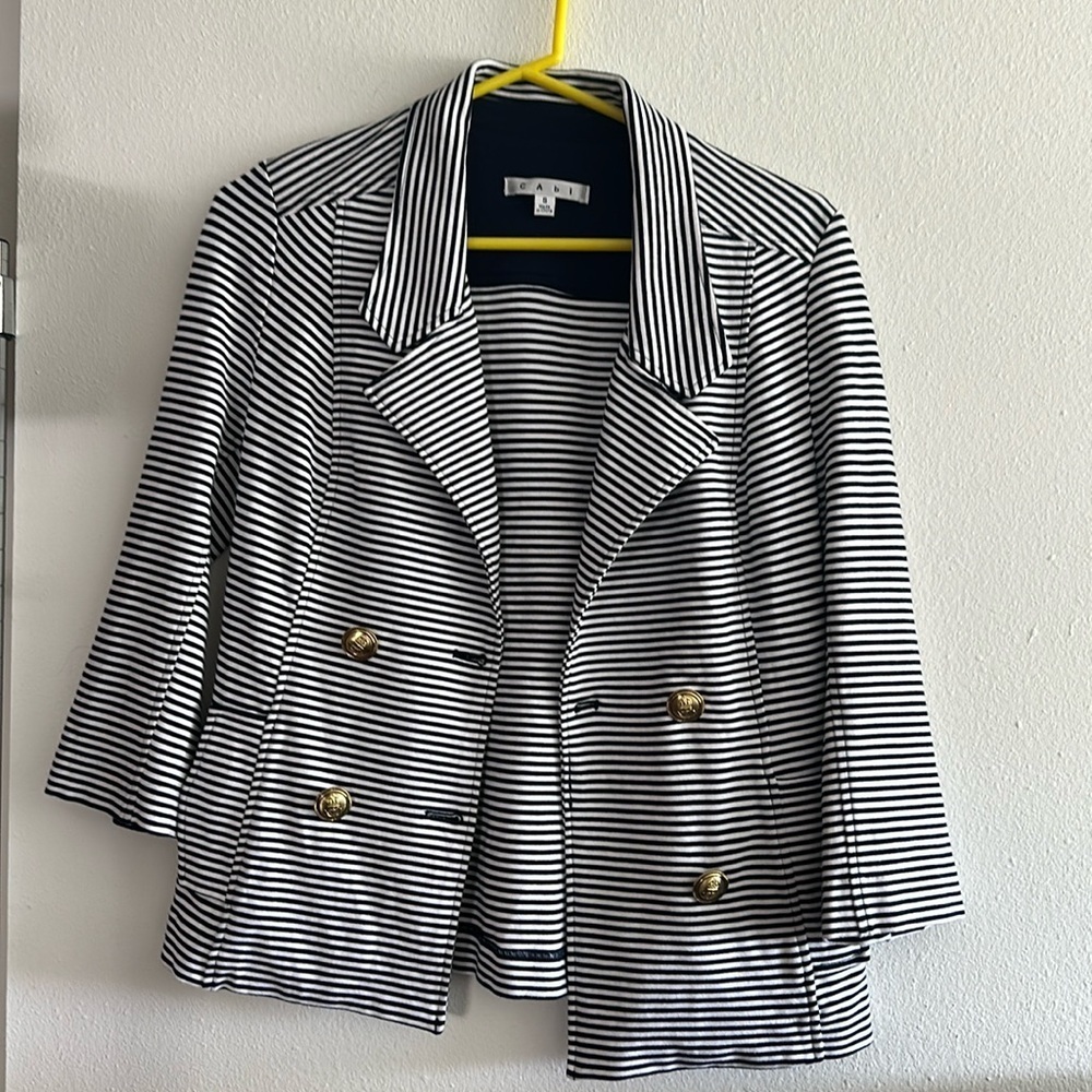 Cabi navy blue stripped jacket small